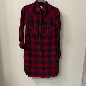 J. Crew Red and Blue Plaid Shirt Dress